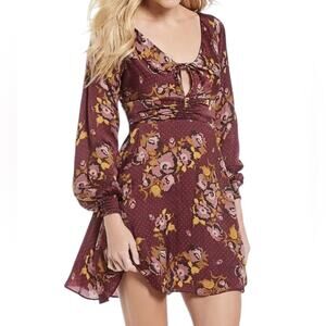 Free People Purple Floral Womens Floral Fit & Flare Dress, Purple Size Small